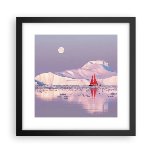 Plakat i sort ramme - Sejlets varme, isens kulde - 30x30 cm