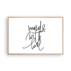 Plakat i ramme af lyst egetræ - Det bedste mærke - 91x61 cm