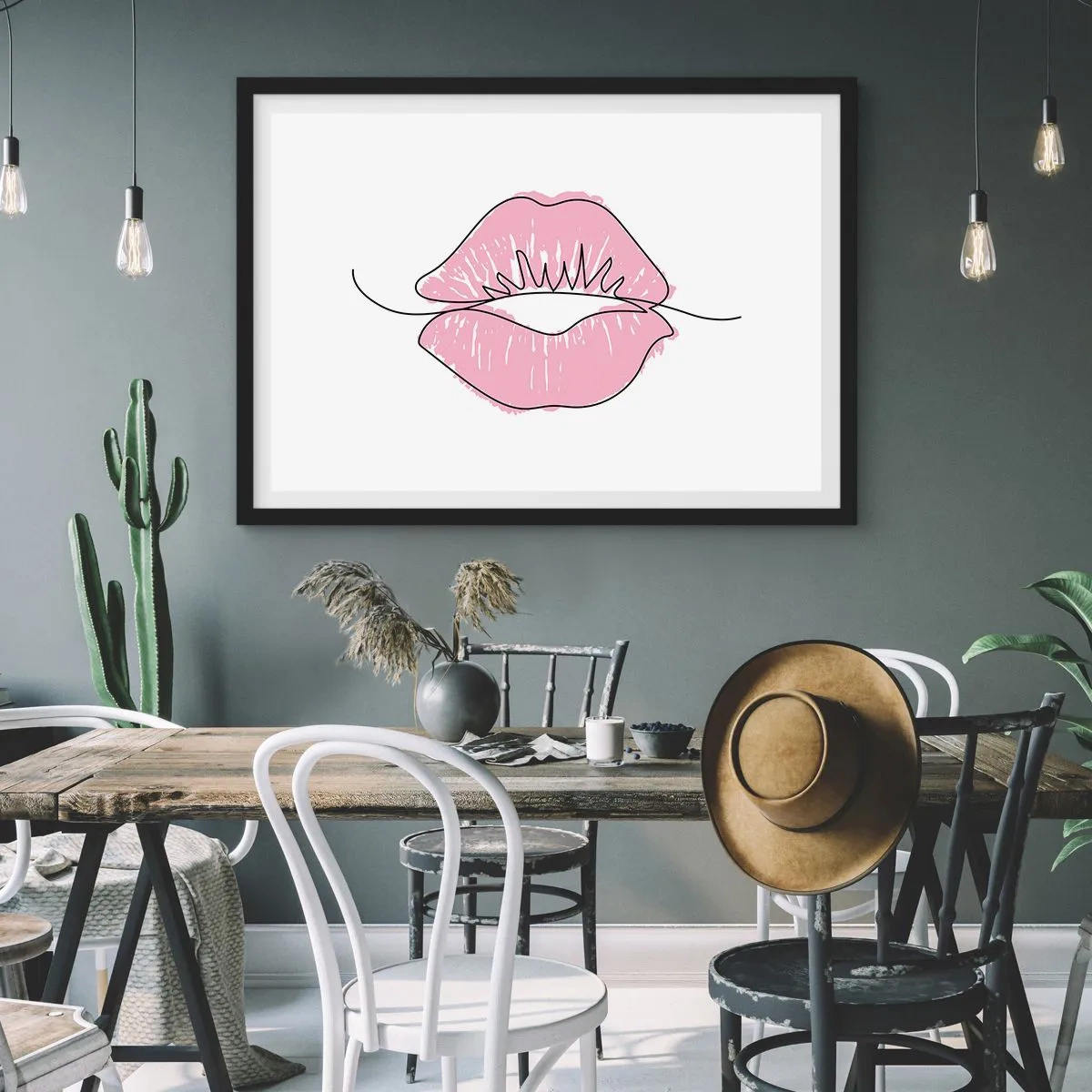 Plakat i sort ramme - Klar til at kysse? - 70x50 cm