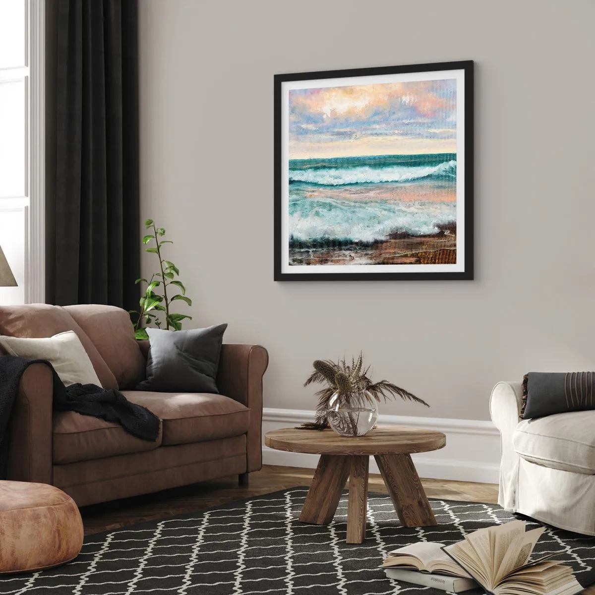 Plakat i sort ramme - Her vil du glatte din sjæl - 40x40 cm
