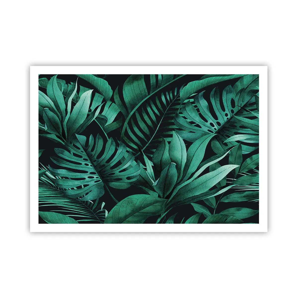 Plakat - Dyb tropisk grøn - 100x70 cm