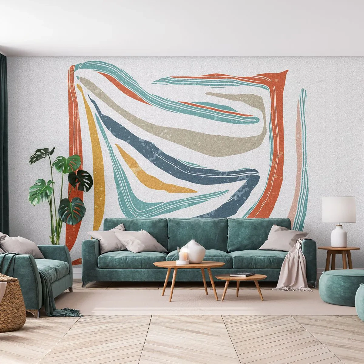Fototapet Selvklæbende Deluxe Sticker - Venligt smilende abstraktion - Boho, Stykke, Moderne - 100x70 cm