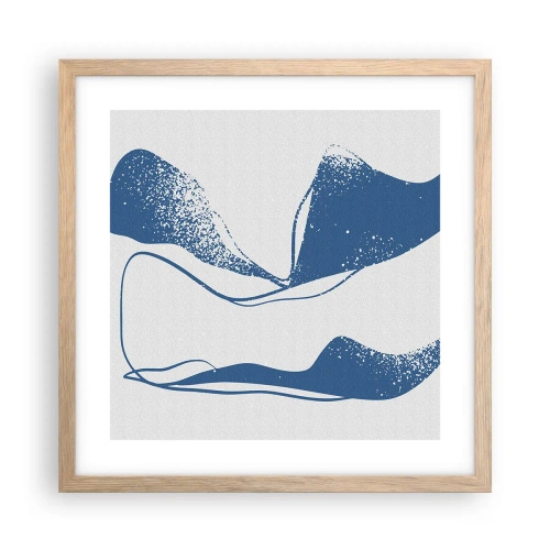 Plakat i ramme af lyst egetræ - Bevinget abstraktion - 40x40 cm