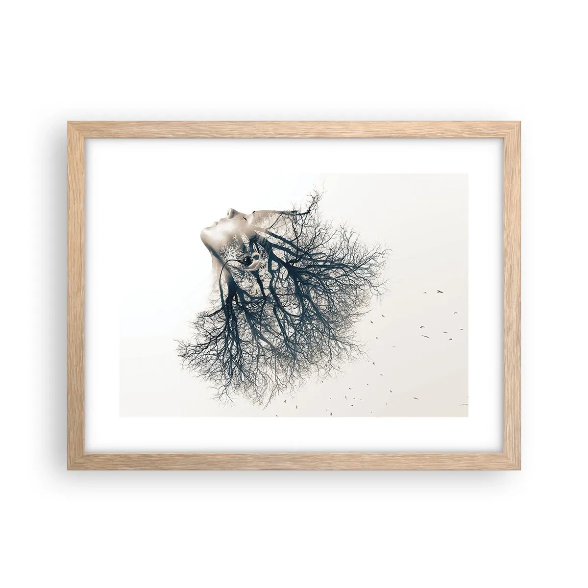 Plakat i ramme af lyst egetræ - Lyttede til træets hvisken - 40x30 cm