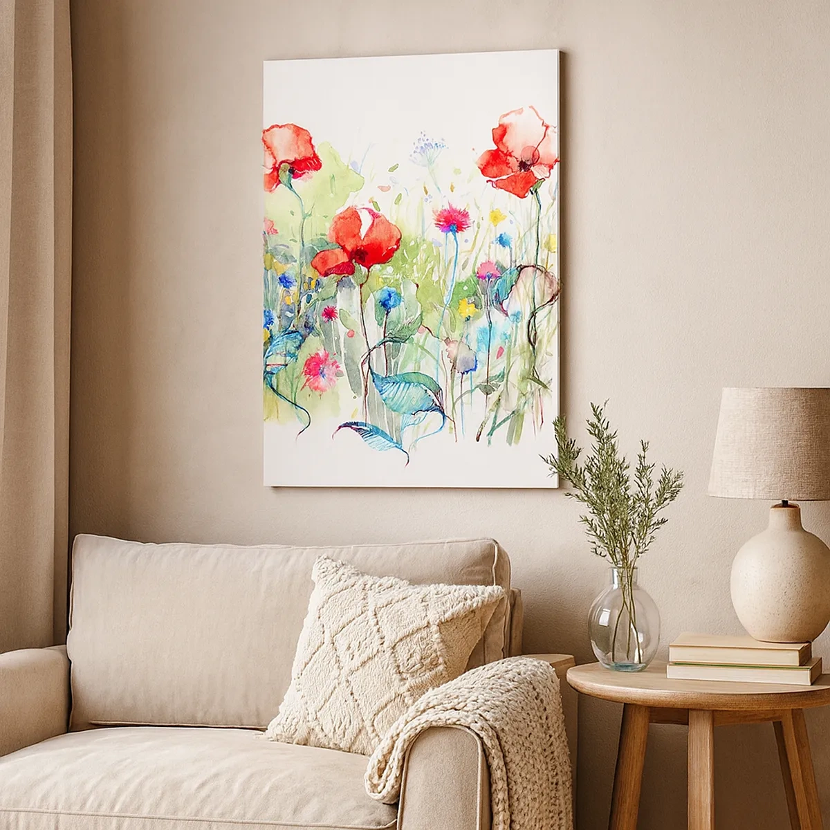 Lærredstryk - Billede på lærred - En blomstrende eng i maj - 50x70 cm