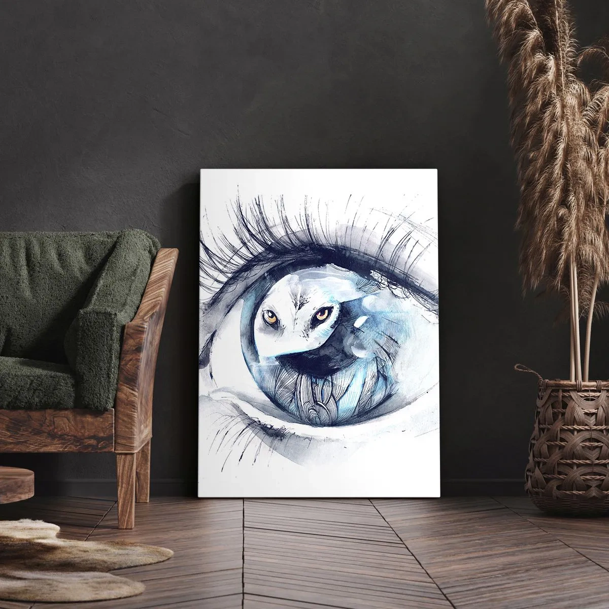 Lærredstryk - Billede på lærred - Øje mod øje med vildskab - 50x70 cm