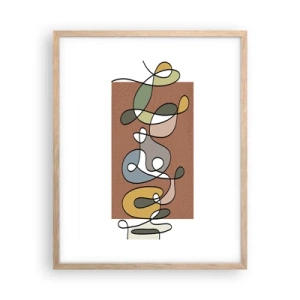 Plakat i ramme af lyst egetræ - En abstraktion, der er værd at smile over - 40x50 cm