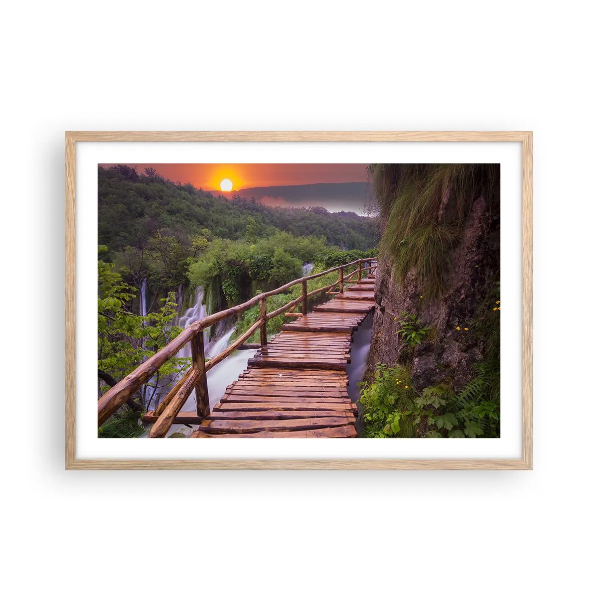 Plakat i ramme af lyst egetræ - En utrolig skønhed - 70x50 cm
