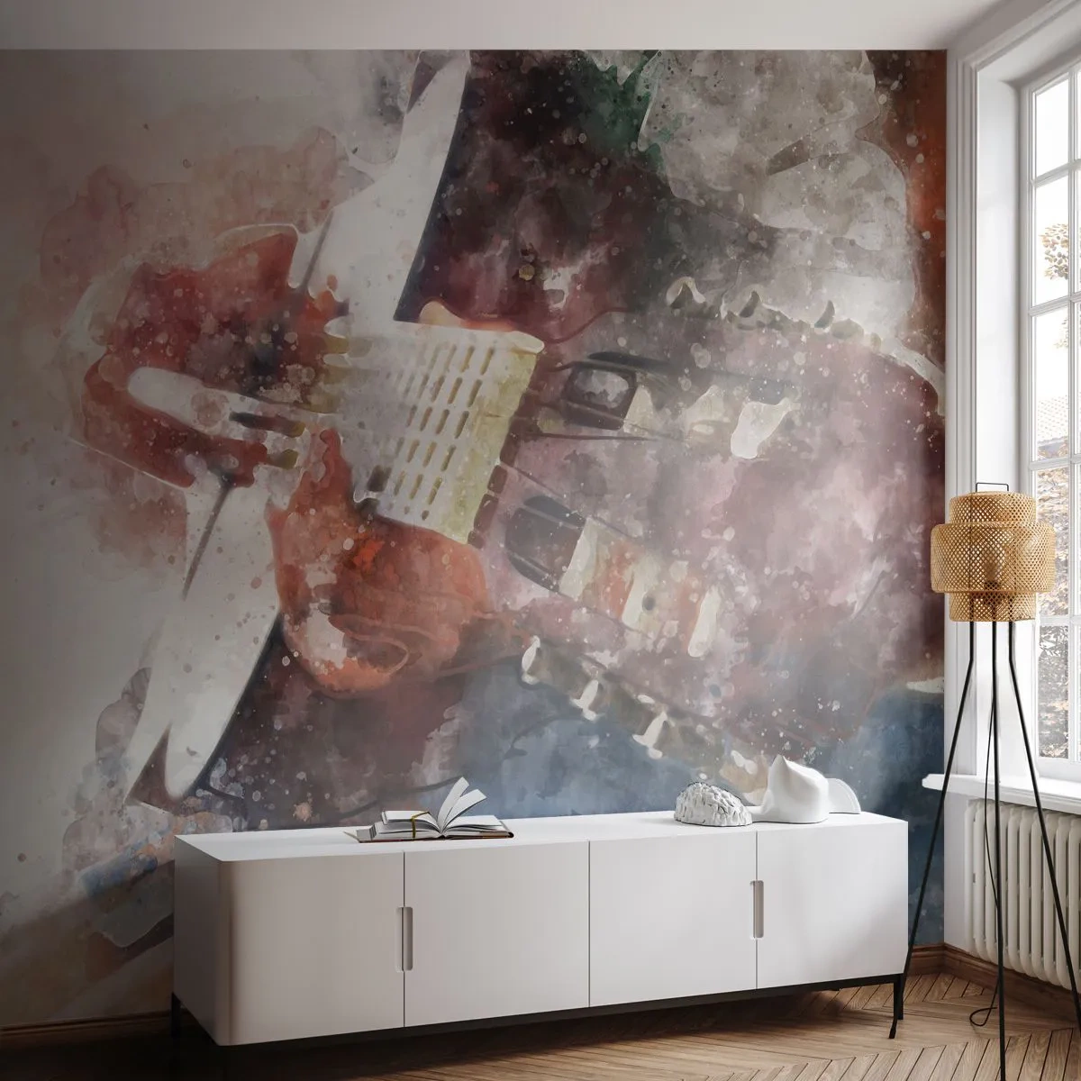 Fototapet Premium Canvas - Og hvad synes du? - Abstraktion, musik, Guitar - 200x140 cm
