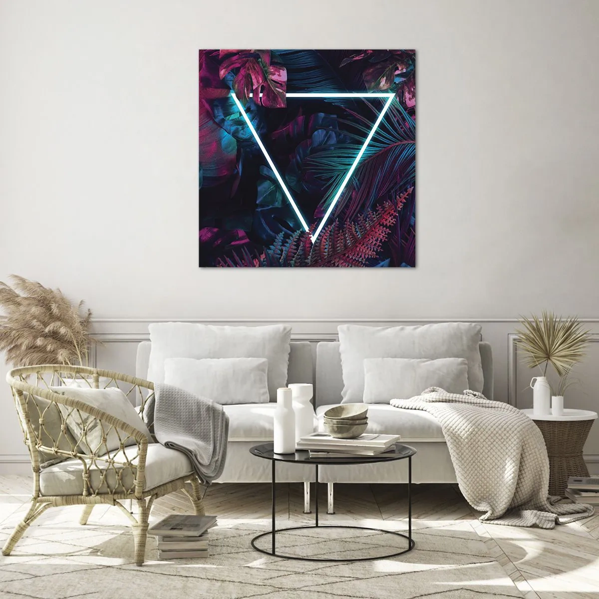 Billede på glas - Have i disco-stil - 50x50 cm
