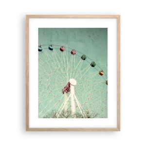 Plakat i ramme af lyst egetræ - Vi inviterer dig til at lege - 40x50 cm