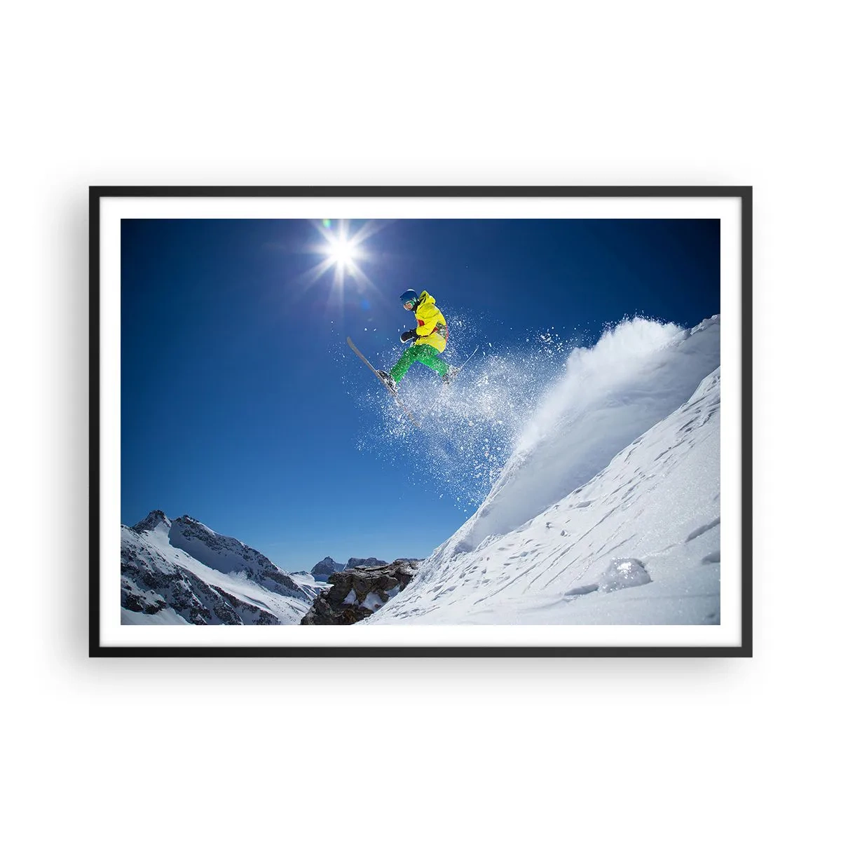 Plakat i sort ramme - Danser med bjergene - 100x70 cm
