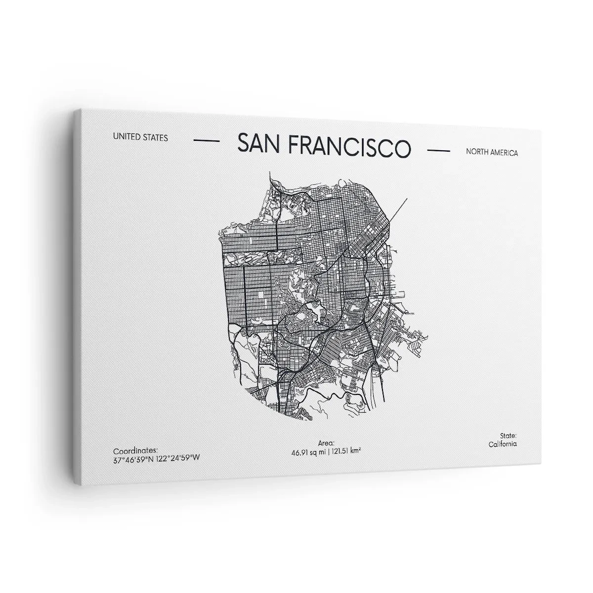 Lærredstryk - Billede på lærred - San Franciscos anatomi - 70x50 cm