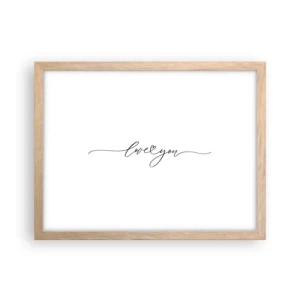 Plakat i ramme af lyst egetræ - Sort og hvid - 40x30 cm