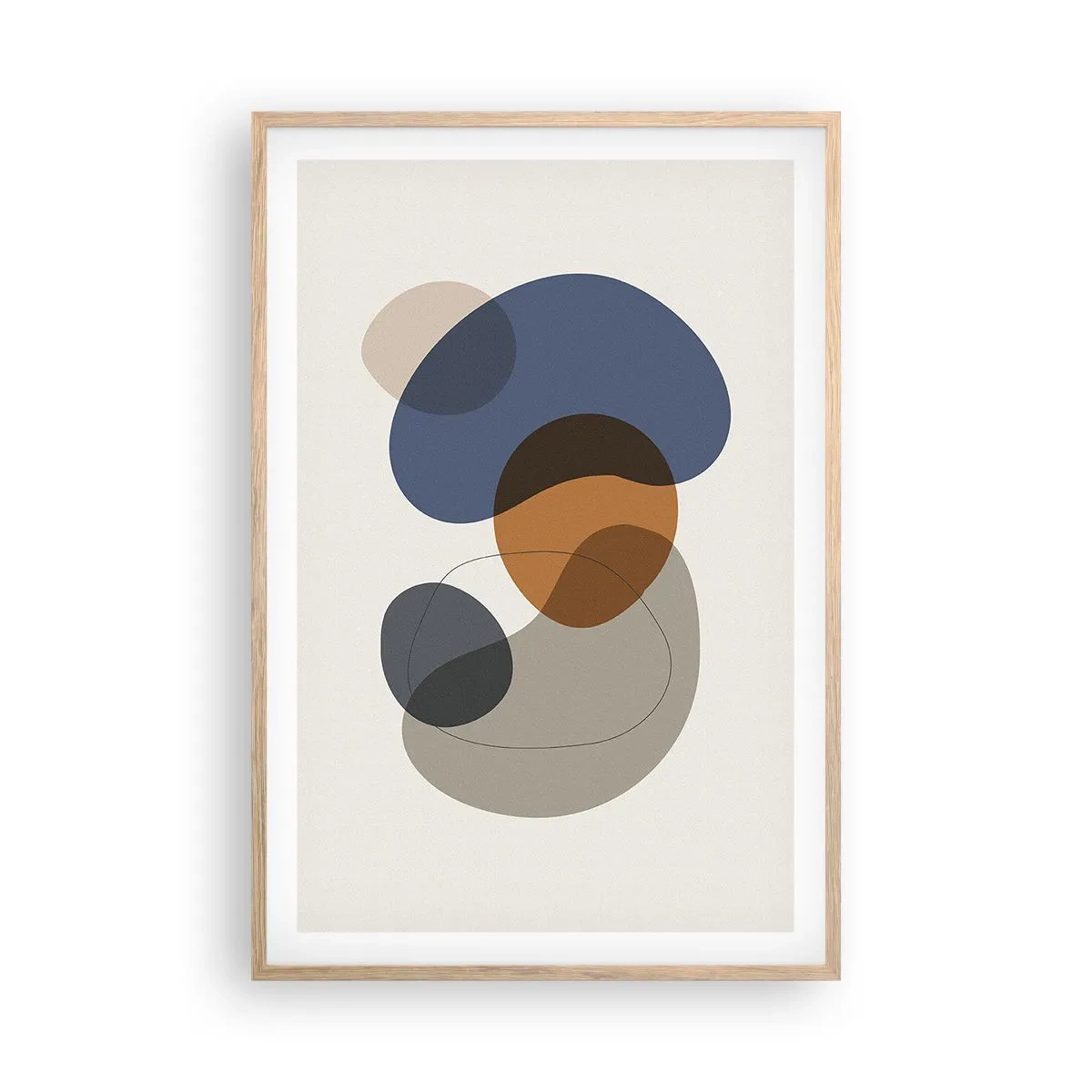 Plakat i ramme af lyst egetræ - Dråber af farve - 61x91 cm