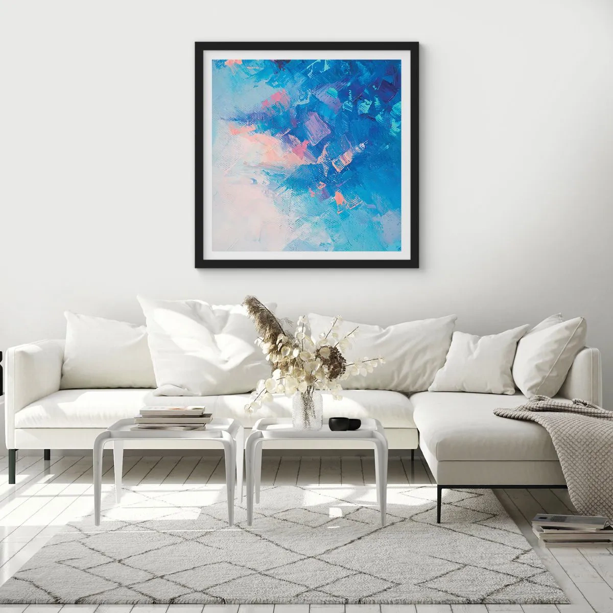 Plakat i sort ramme - Vinter abstraktion - 40x40 cm