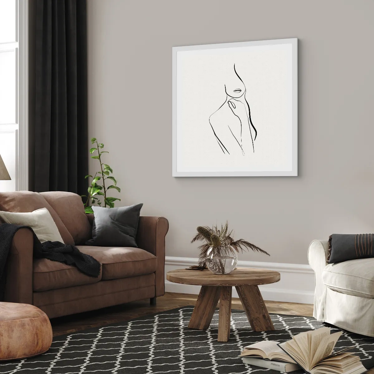 Plakat i hvid ramme - Bølge af melankoli - 40x40 cm