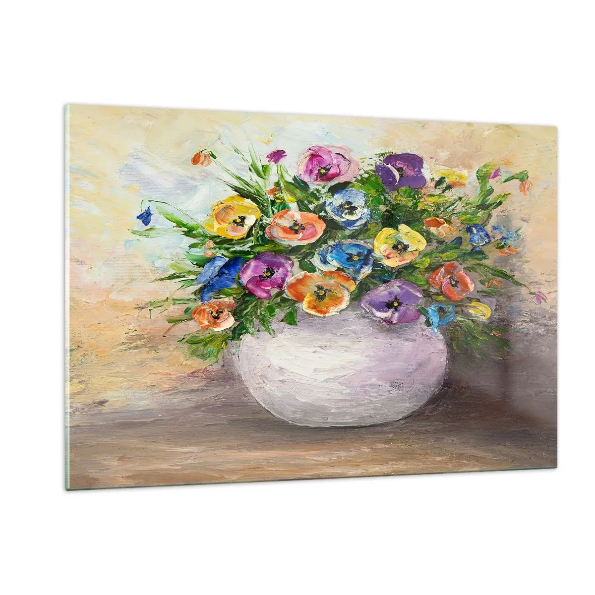 Billede på glas - Stilleben med hvid vase - 120x80 cm