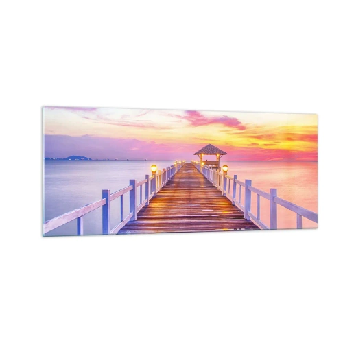Billede på glas - Lilagylden stilhed om aftenen - 100x40 cm