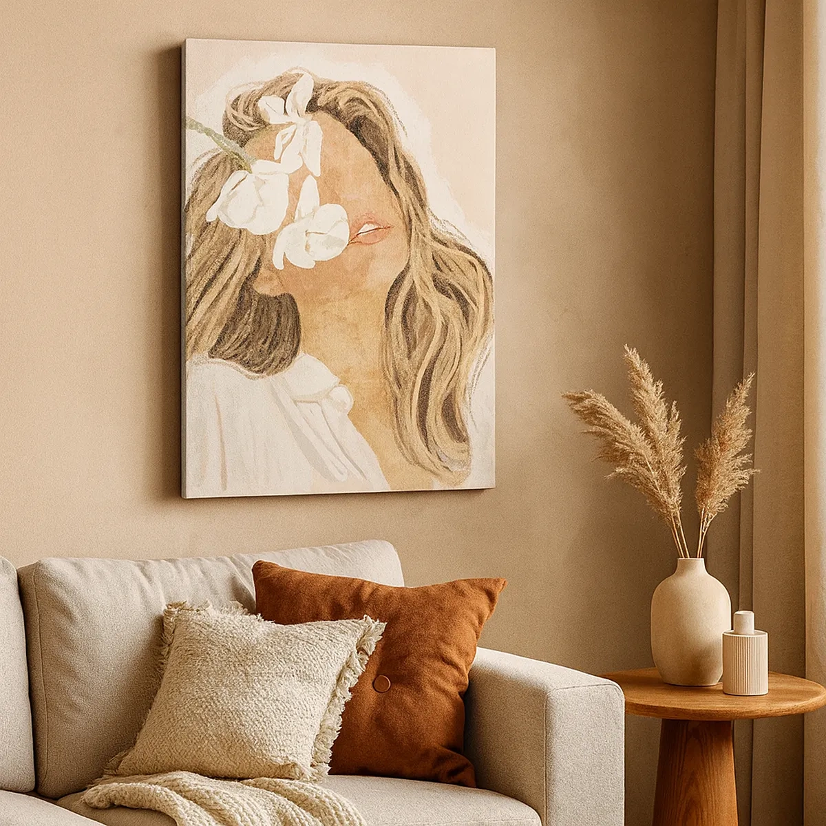 Lærredstryk - Billede på lærred - Blandt blomsterne i jubel - 50x70 cm