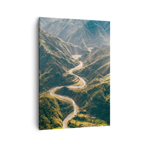 Lærredstryk - Billede på lærred - Direkte fra hjertet af bjergene - 50x70 cm