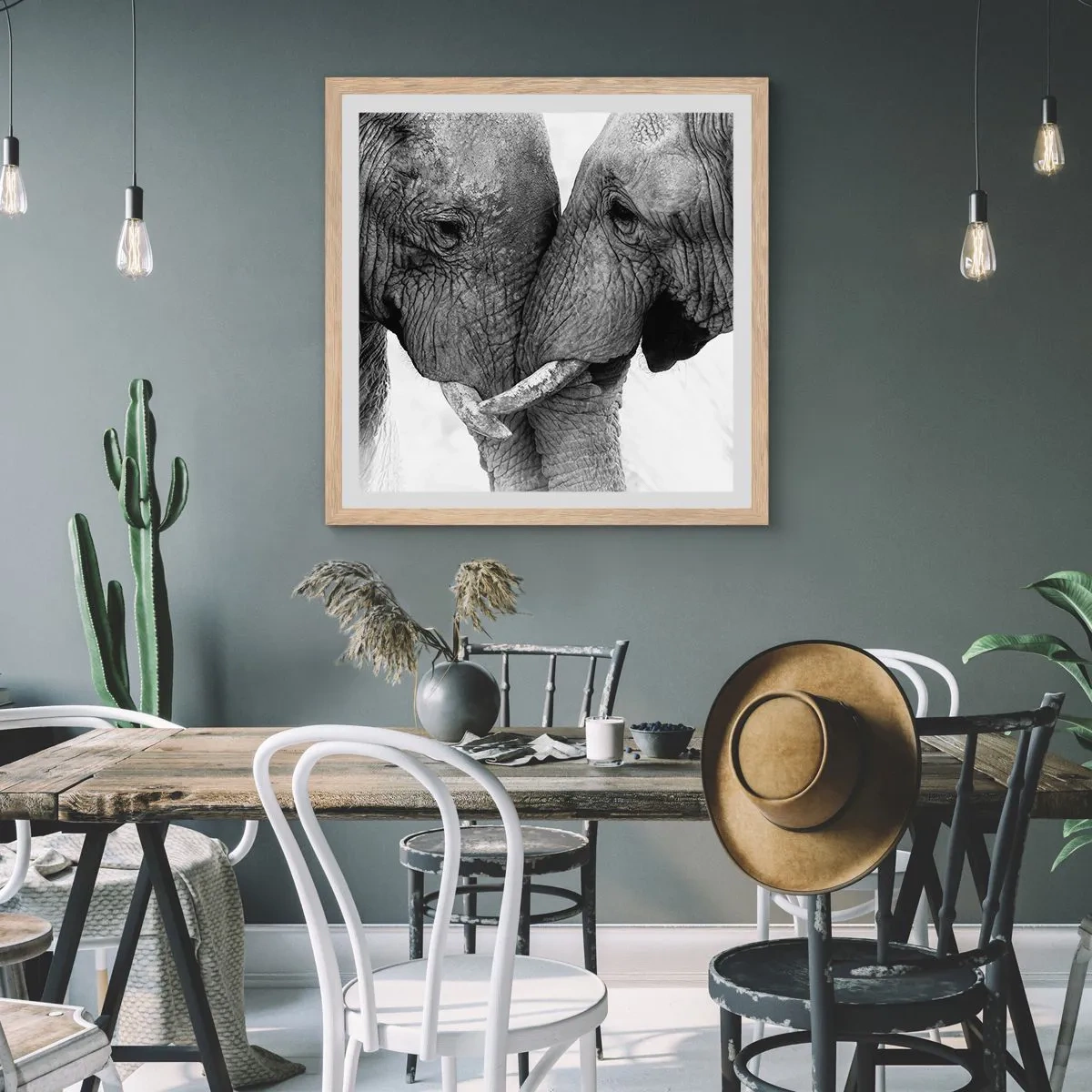 Plakat i ramme af lyst egetræ - Hjertelig tilståelse - 60x60 cm