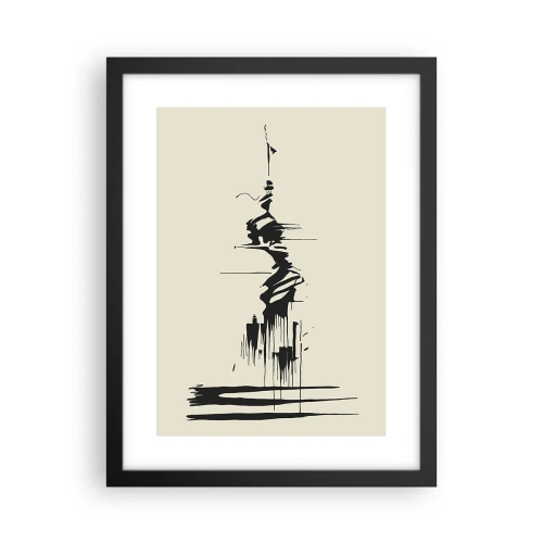 Plakat i sort ramme - Skyndsom abstraktion - 30x40 cm