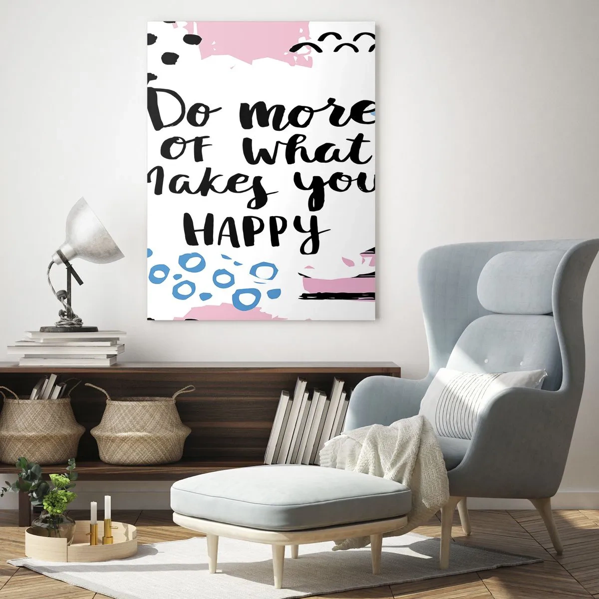 Billede på glas - Hvordan man bliver lykkelig - 80x120 cm