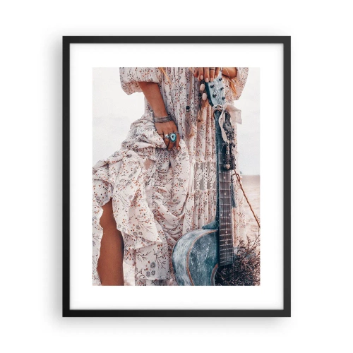 Plakat i sort ramme - Børn blomster på vej - 40x50 cm