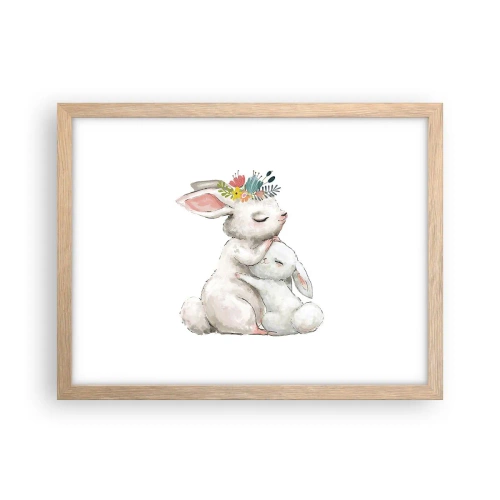 Plakat i ramme af lyst egetræ - Der er intet sted som hos mor - 40x30 cm