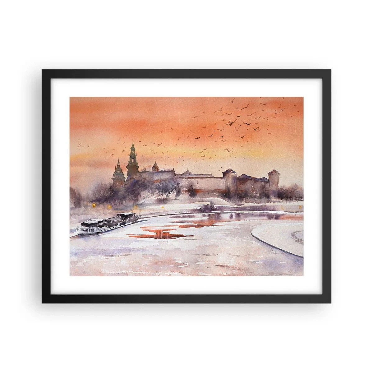 Plakat i sort ramme - Kongelig solnedgang - 50x40 cm