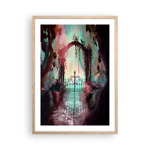 Plakat i ramme af lyst egetræ - Hemmelig have - 50x70 cm