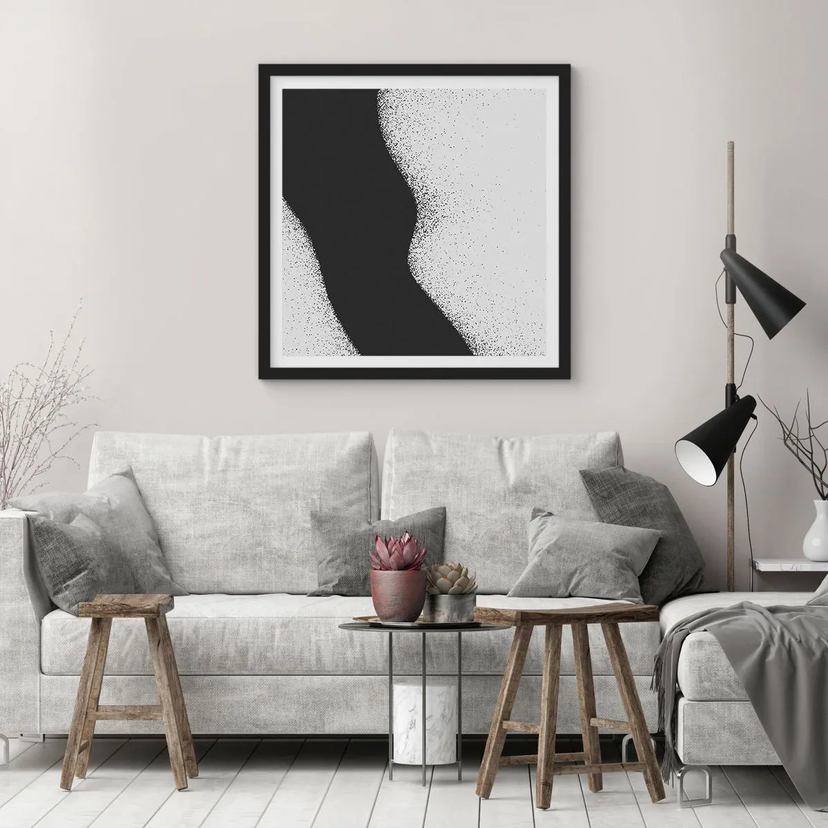 Plakat i sort ramme - Flydende balance - 30x30 cm