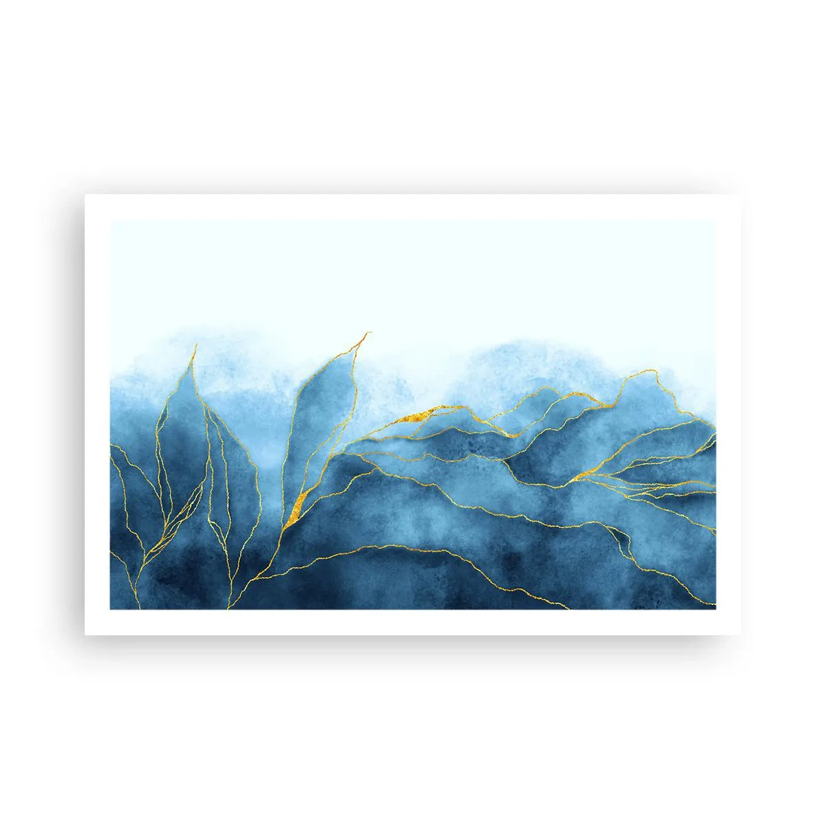 Plakat - Blå i guld - 91x61 cm