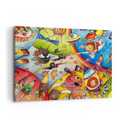 Lærredstryk - Billede på lærred - Et storslået rumeventyr - 100x70 cm