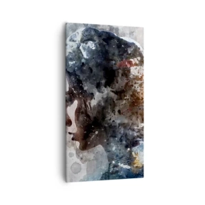 Lærredstryk - Billede på lærred - Historien om en pige med en by i baggrunden - 55x100 cm