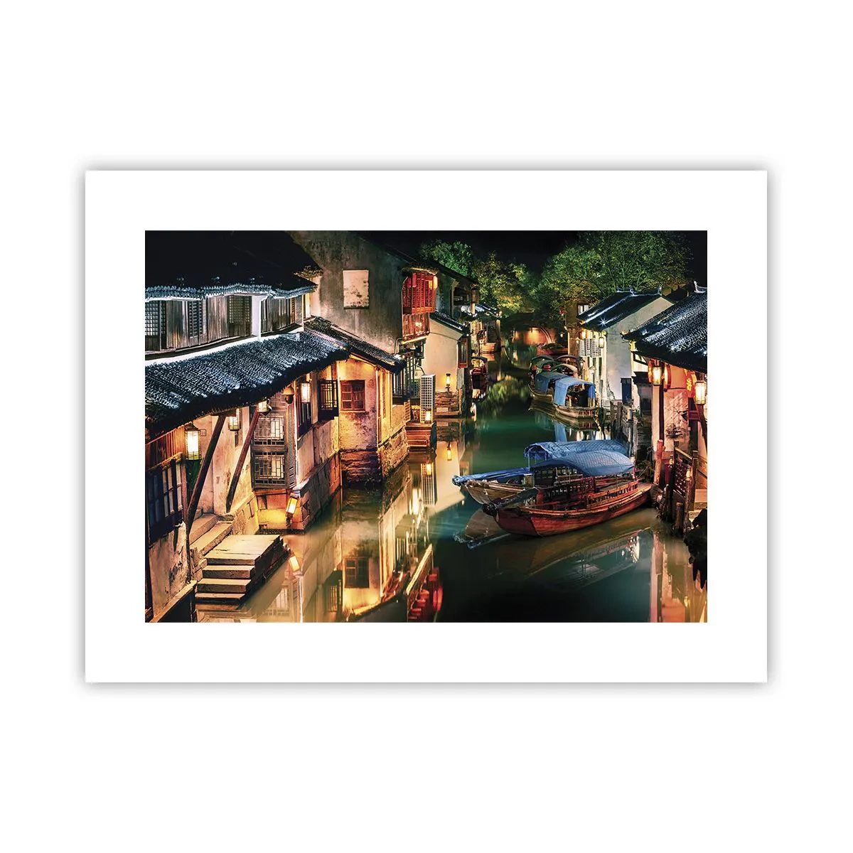 Plakat - En aften på en kinesisk gade - 40x30 cm