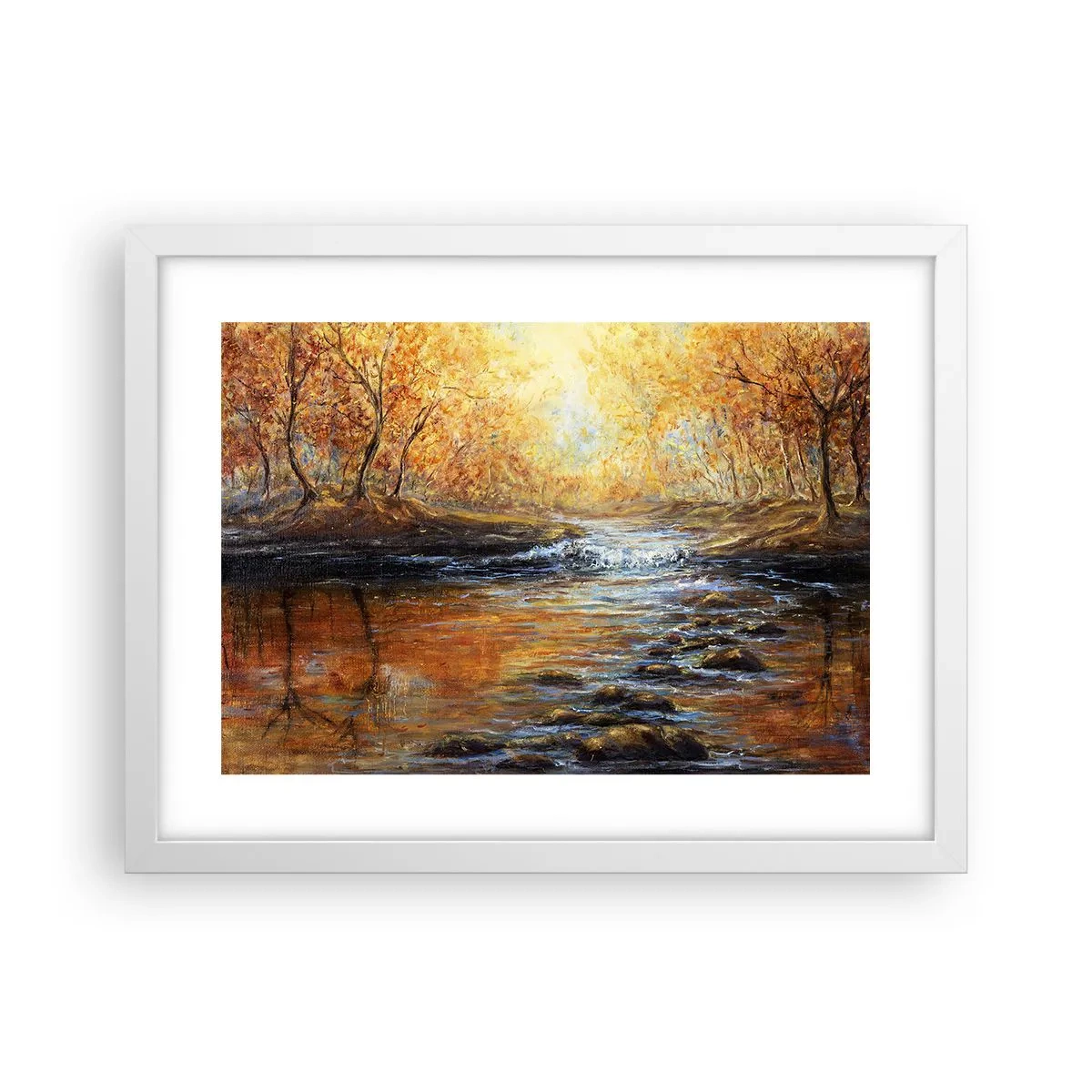 Plakat i hvid ramme - Gylden strøm - 40x30 cm