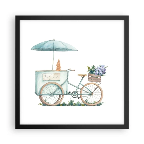 Plakat i sort ramme - Sødt minde om sommeren - 40x40 cm