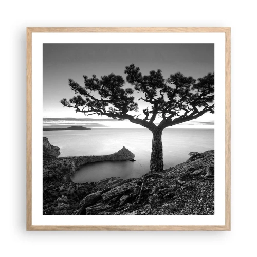 Plakat i ramme af lyst egetræ - Fred hele vejen til horisonten - 60x60 cm