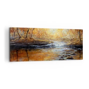 Lærredstryk - Billede på lærred - Gylden strøm - 100x40 cm