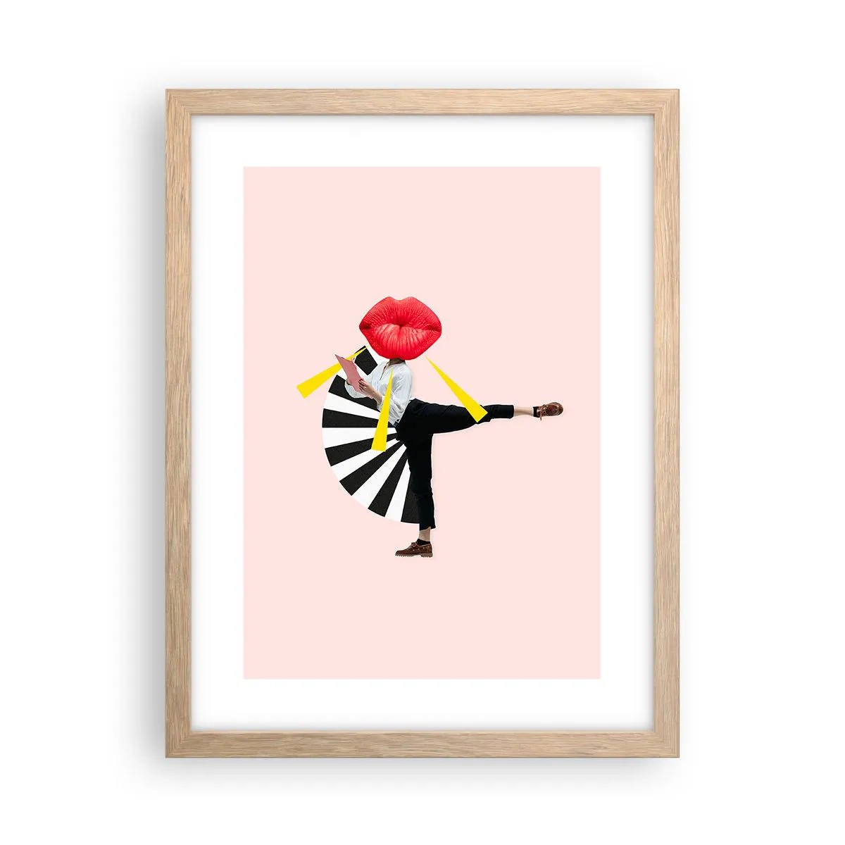 Plakat i ramme af lyst egetræ - Surrealistisk popkunst - 30x40 cm