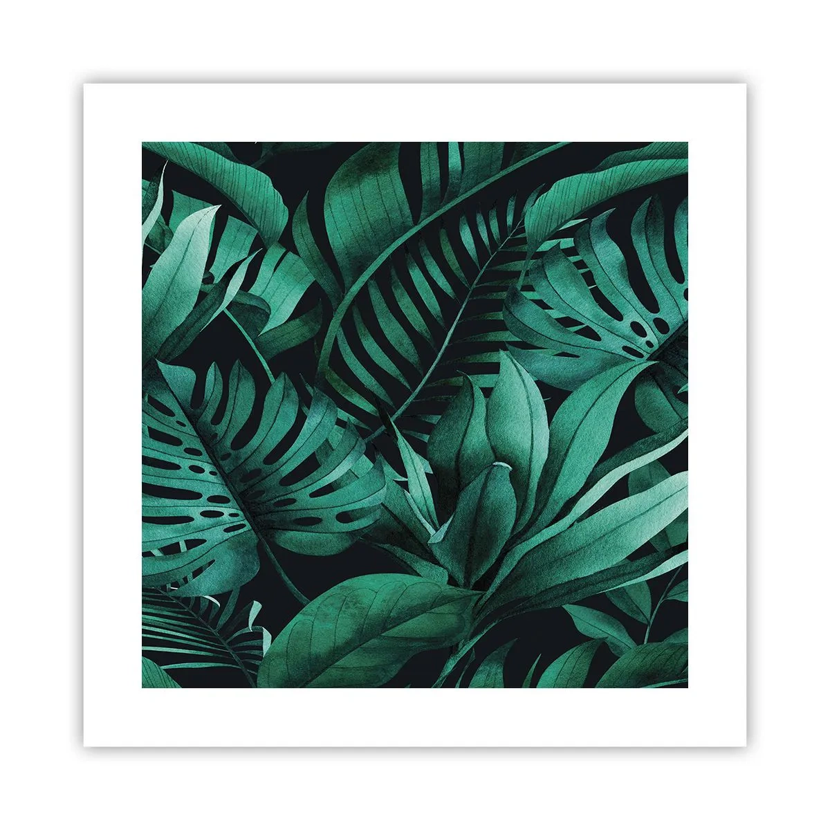 Plakat - Dyb tropisk grøn - 40x40 cm