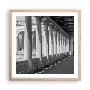 Plakat i ramme af lyst egetræ - Solrig arkade - 50x50 cm