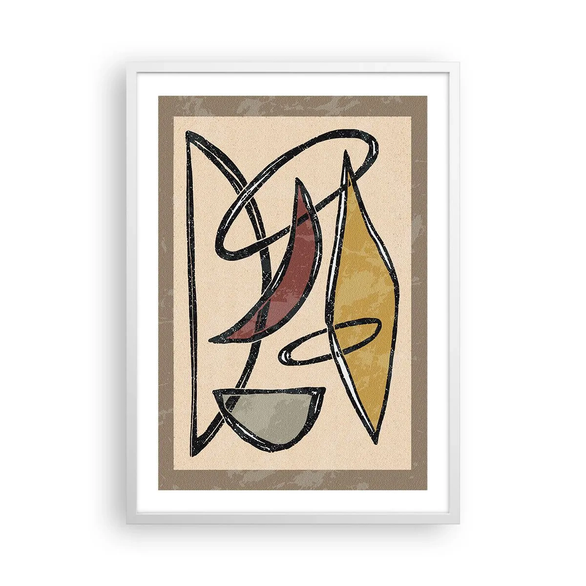 Plakat i hvid ramme - Komposition - buer og ovaler - 50x70 cm