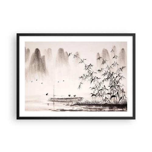 Plakat i sort ramme - Stilhed i rismarkerne - 70x50 cm