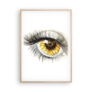 Plakat i ramme af lyst egetræ - Et look lige så varmt som sommeren - 70x100 cm