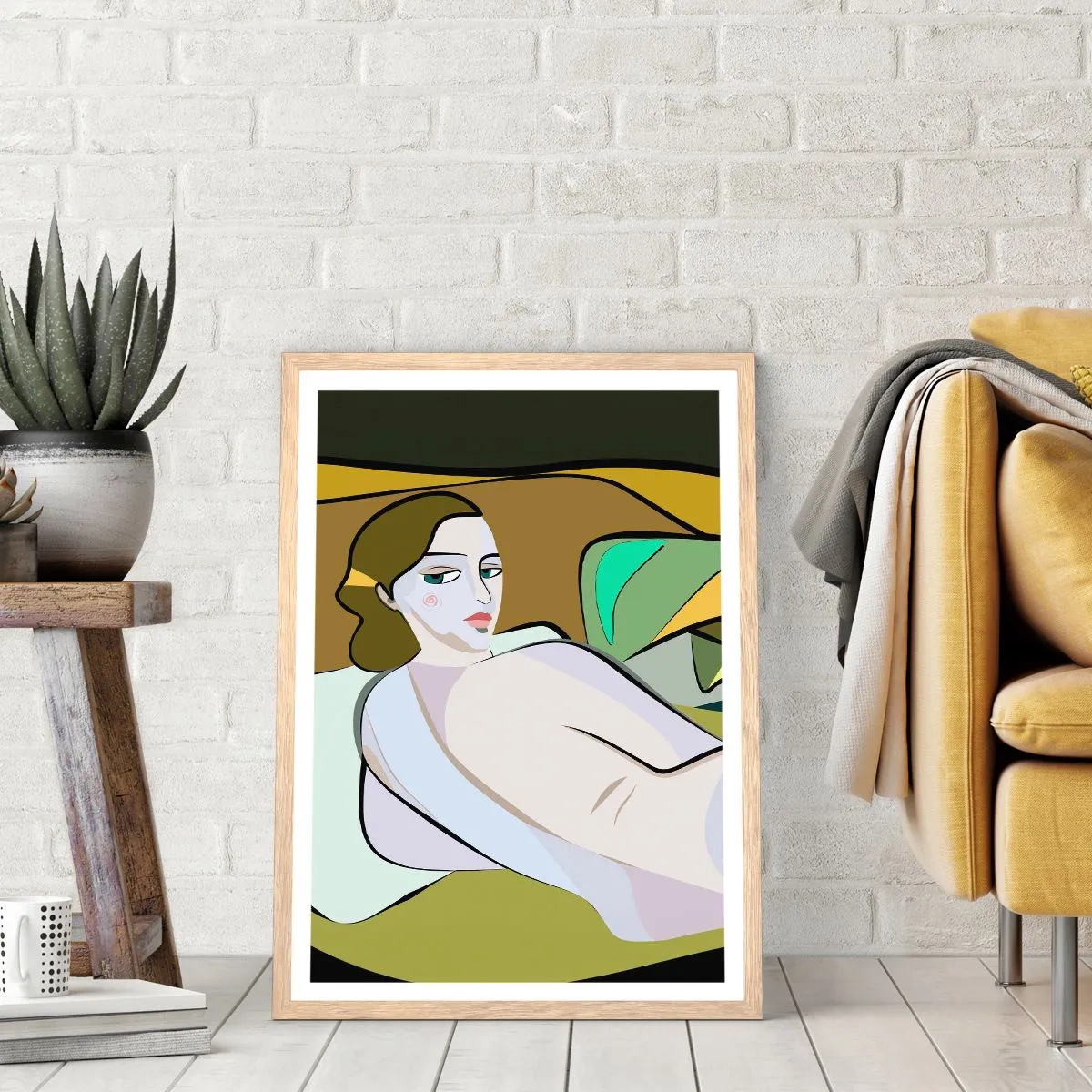 Plakat i ramme af lyst egetræ - Intimt portræt - 50x70 cm