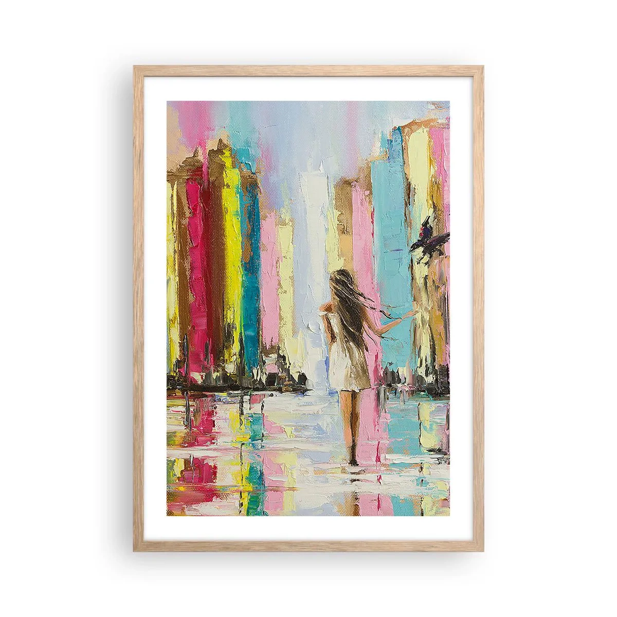 Plakat i ramme af lyst egetræ - Følg mig - 50x70 cm