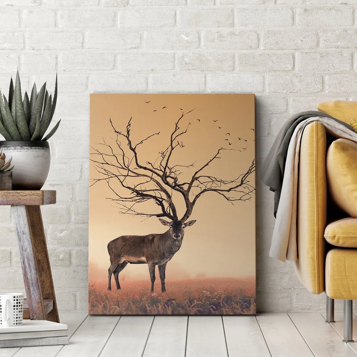 Lærredstryk - Billede på lærred - Urhjort - skovens evige ånd - 50x70 cm